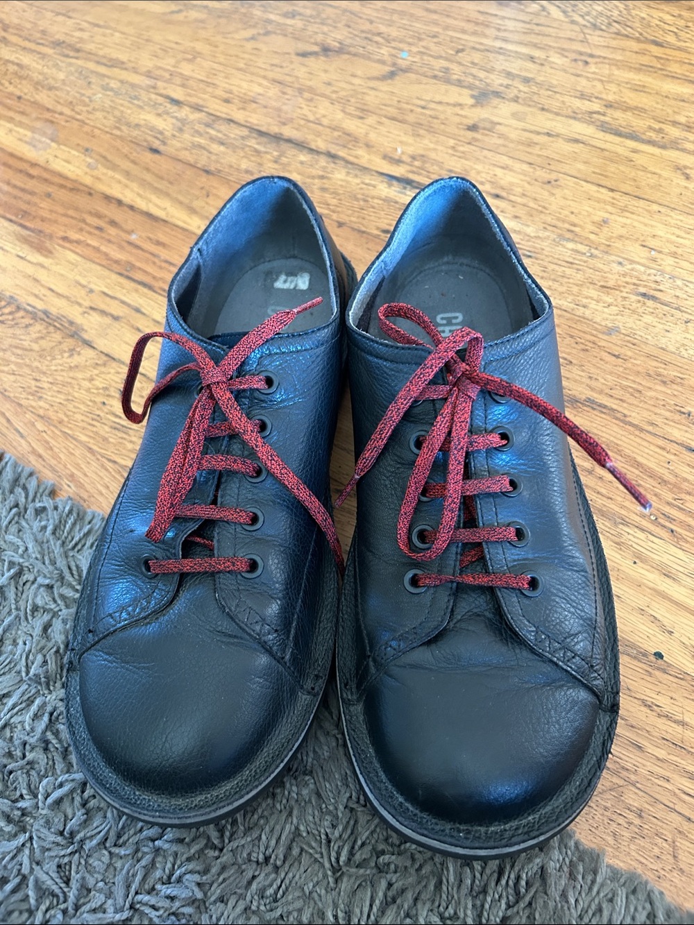 Camper Beetle K100307 Black Leather Red Lace Shoes Men’s 10 EU 43
